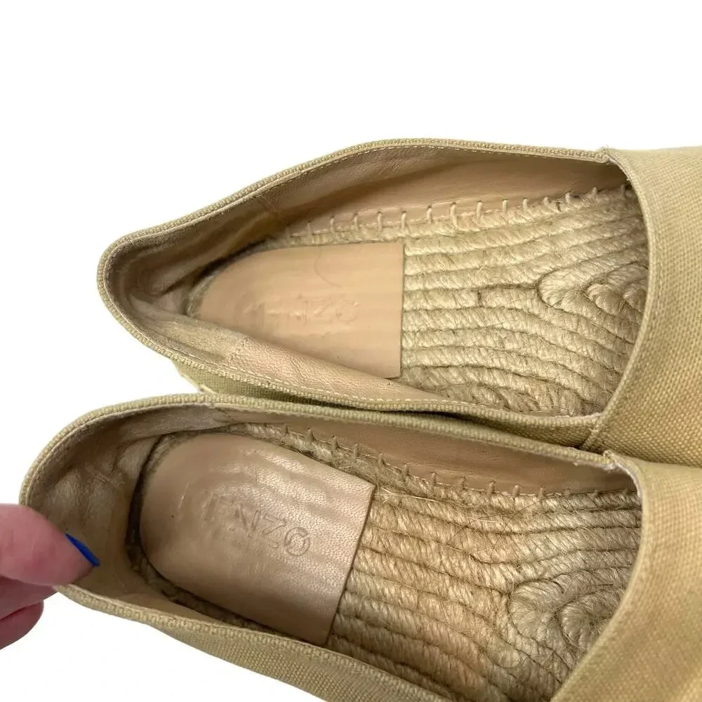 Kenzo Beige Classic Tiger Embroidered‎ Espadrilles Beige Tan Size 38 / US 6.5